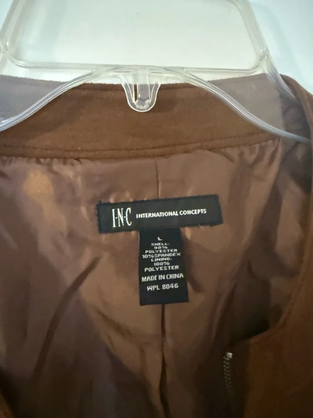 INC International Concepts Brown Suede Ruffle Zip Jacket - Picture 2 of 3